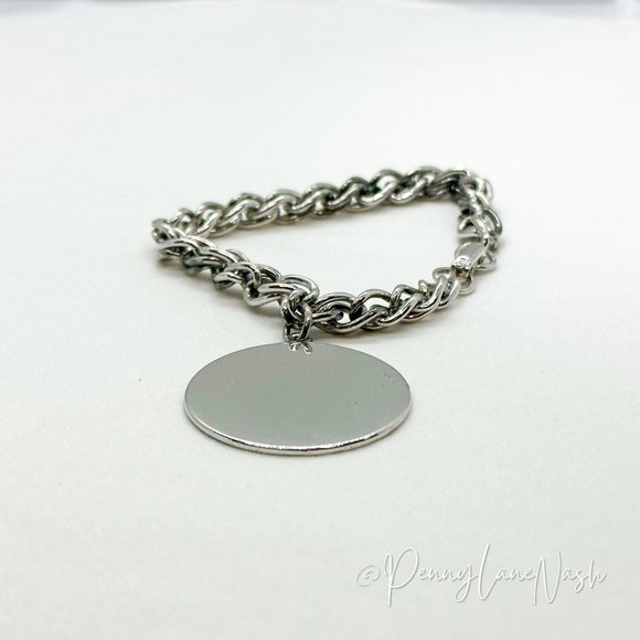 Vintage Jewelry - Vintage Silver Chain with Single Plate Bracelet